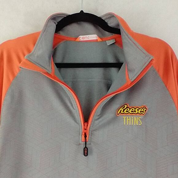 C-BUK Men's 1/4 Zip Jacket Size Large Gray Orange Reese's Thins Logo - Picture 2 of 10
